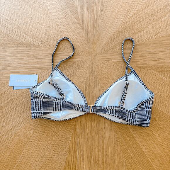 L Space Bikini Top Womens Sz Large Black White Helena Houndstooth Underwired NWT - Picture 4 of 5